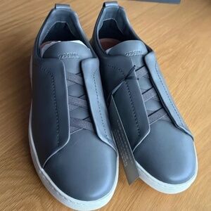 Zegna triple stitch gray grey men's sneakers